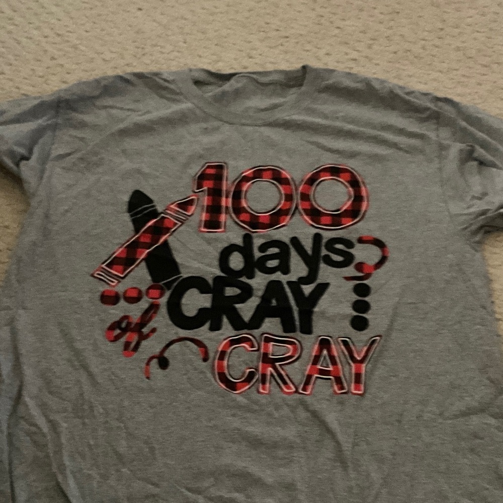 Gildan Gray Short Sleeve Tee with Red and Black Print